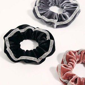 NWT Free People Velvet Rhinestone Scrunchies